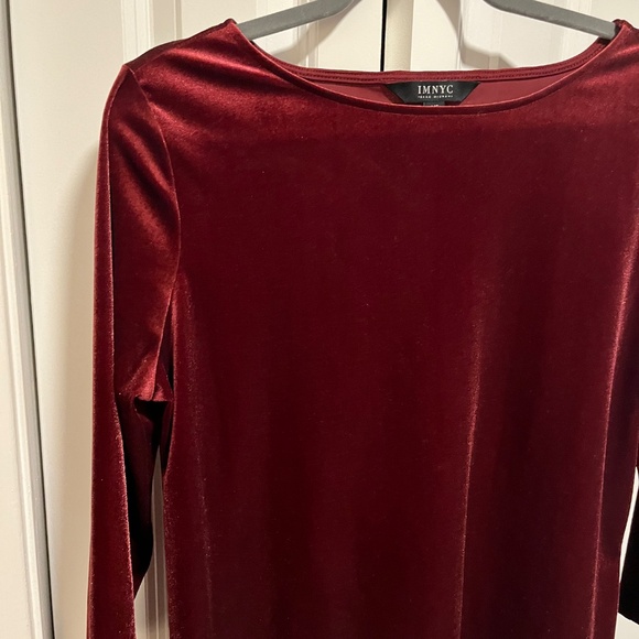 Red Velvet Boatneck Top 3/4 Sleeves - Picture 2 of 10